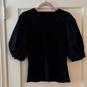 Who What Wear Black Puff Sleeve Blouse Size L